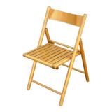 Chaise pliante en bois Mid Century avec siège à lattes
