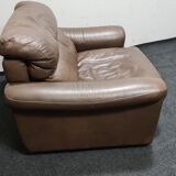 Fauteuil Rolf Benz en cuir brun vintage