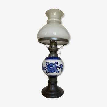 Lampe à pétrole opaline  kosm brenner  vintage