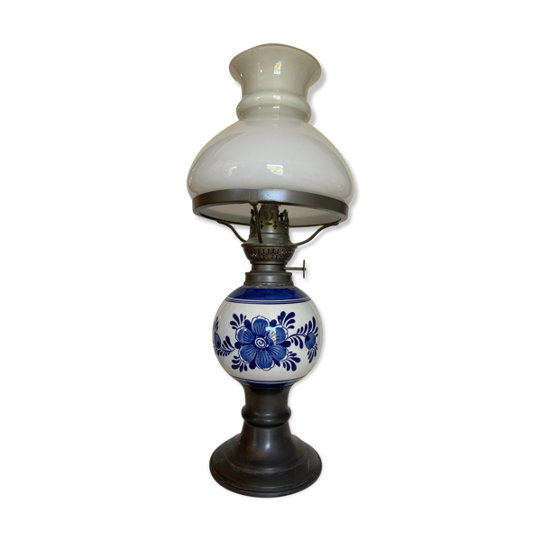 Lampe à pétrole opaline  kosm brenner  vintage