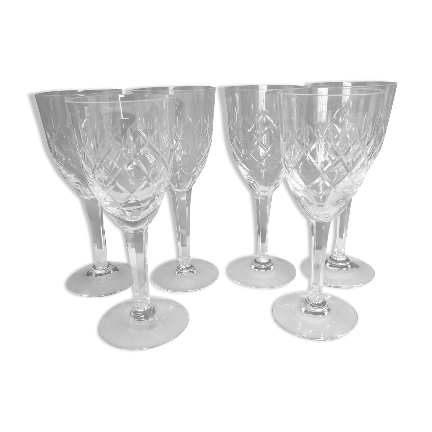Ensemble de six verres à vin en cristal de Lorraine