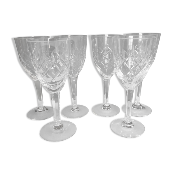 Ensemble de six verres à vin en cristal de Lorraine