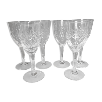 Ensemble de six verres à vin en cristal de Lorraine