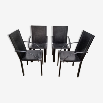 Black leather coral chairs by Matteo Grassi