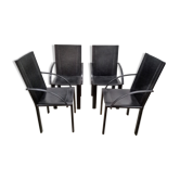 Chaises coral en cuir noir par Matteo Grassi