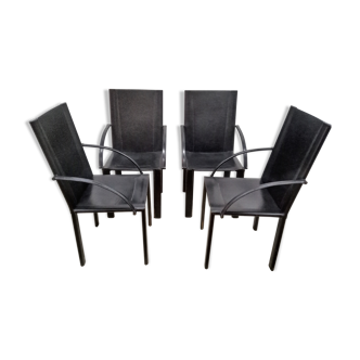Black leather coral chairs by Matteo Grassi