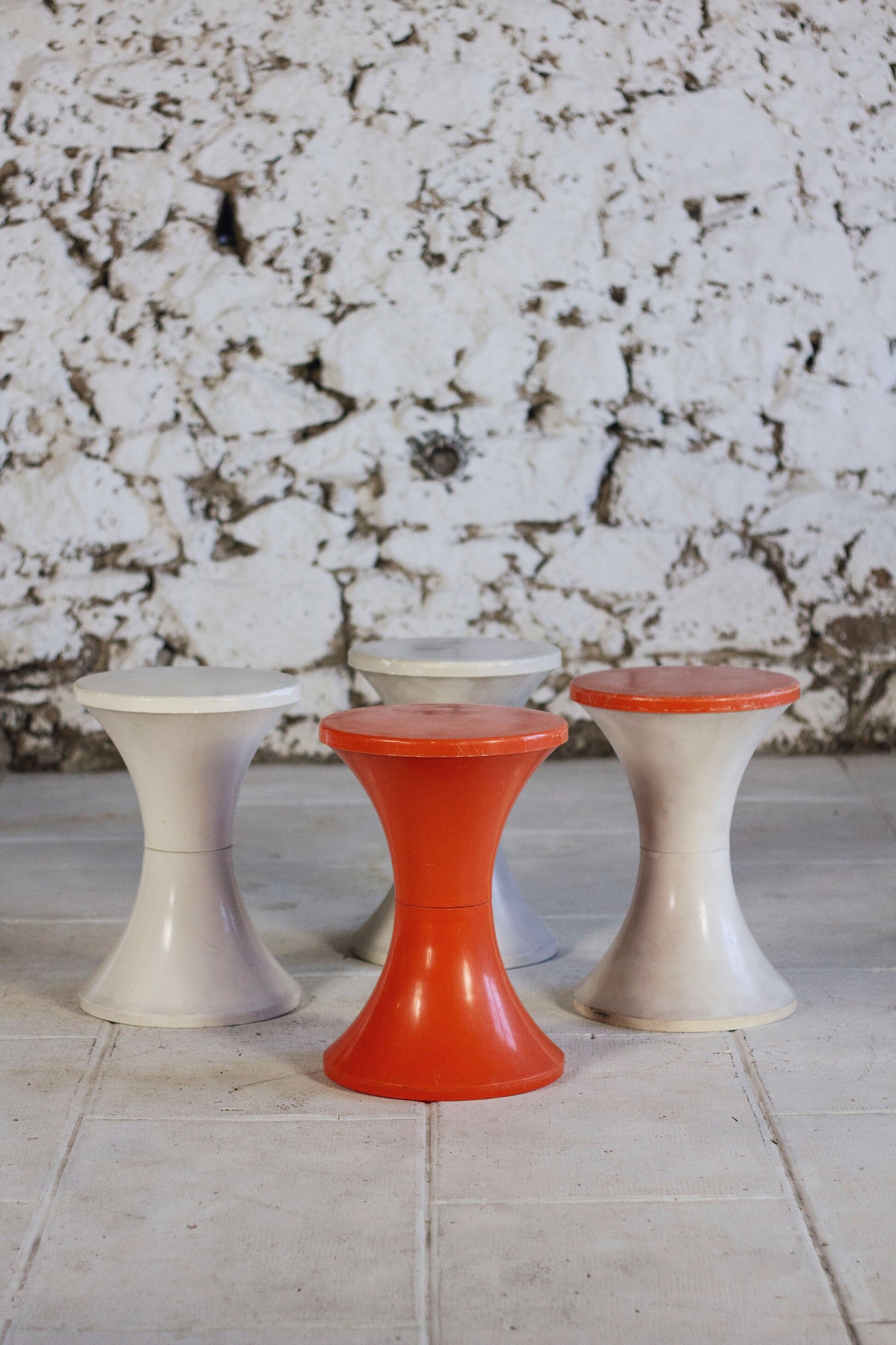 Dark orange Tam Tam stool by Henri Massonnet for Stamp, 1970