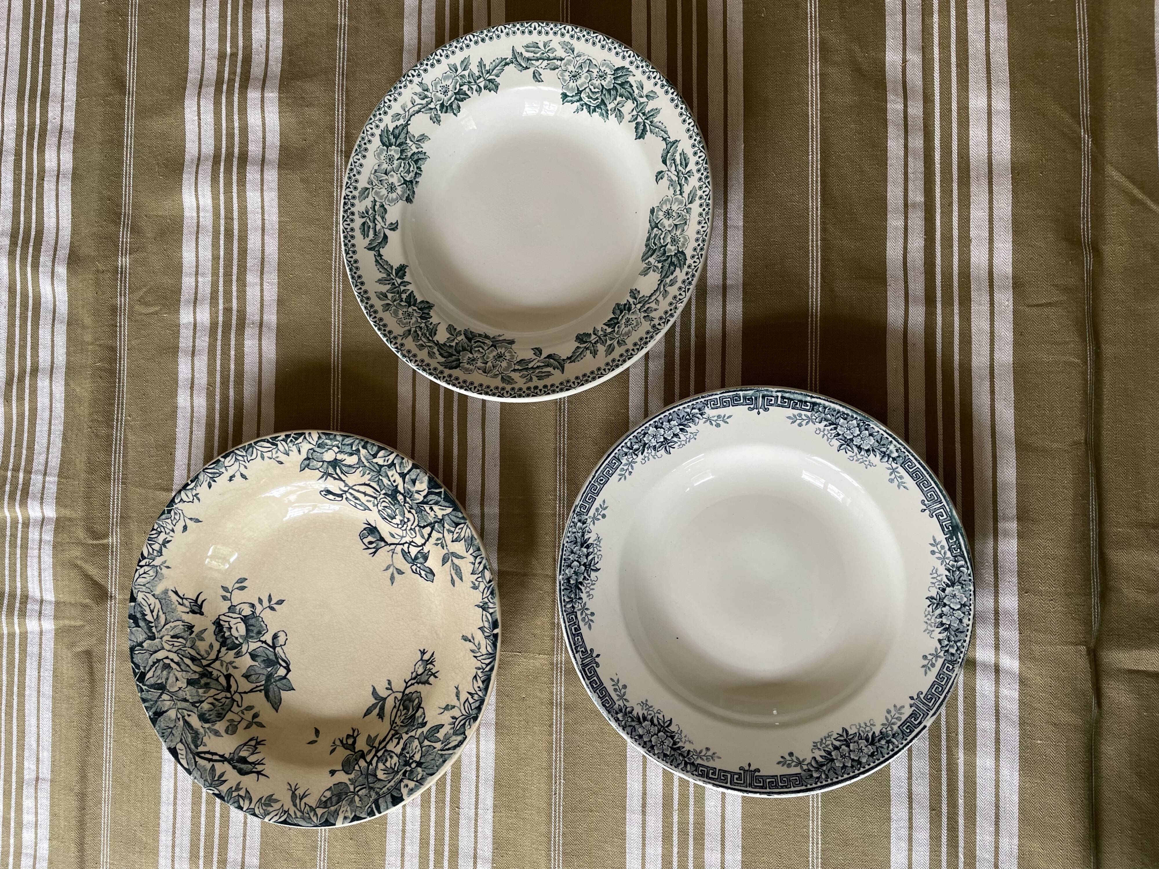 Mismatched ironstone plates