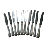 Set of 10 antique silver metal knives
