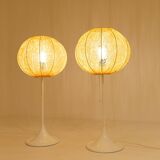 Pair of Bergboms B-024 mid-century modern table lamps, 1960s, Sweden.