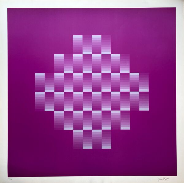 Affiche, photolithographie, Jim Bird, Hommage à Vasarely, années 70
