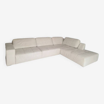 Canapé d’angle blanc en cuir