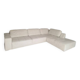 White leather corner sofa