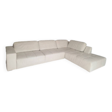 Canapé d’angle blanc en cuir