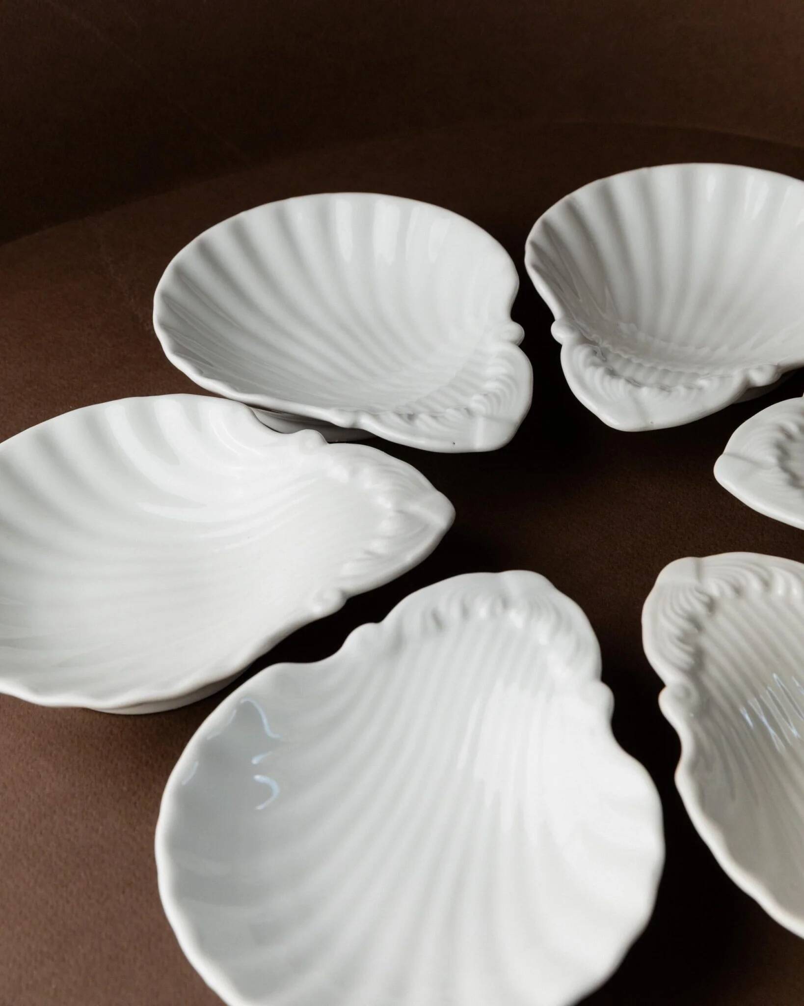 6 vintage ceramic bowls in the shape of a shell - Del Vivo Firenze Italy 1970s
