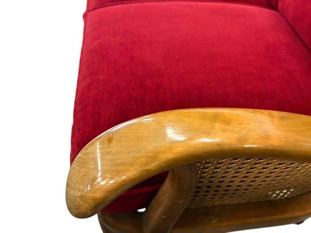 Vintage red wine baroque armchair/sofa/lounge with caning