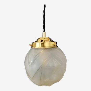Vintage art deco glove pendant lamp in frosted glass