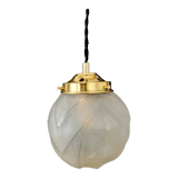 Vintage art deco glove pendant lamp in frosted glass