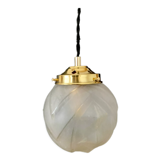 Vintage art deco glove pendant lamp in frosted glass