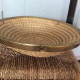 Straw and brass basket