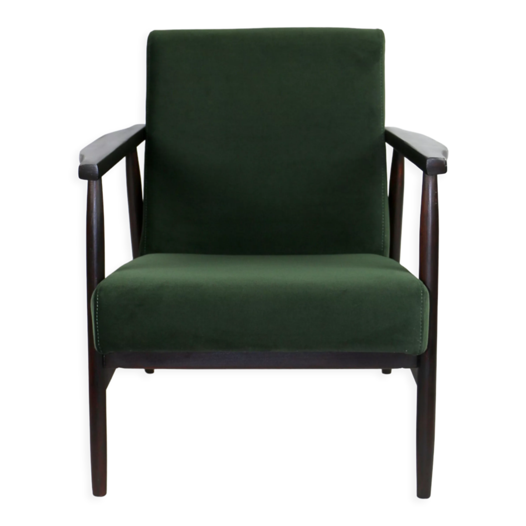 Vintage green olive easy chair, 1970s - dark wood