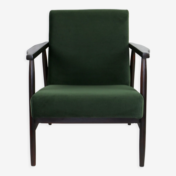 Vintage green olive easy chair, 1970s - dark wood