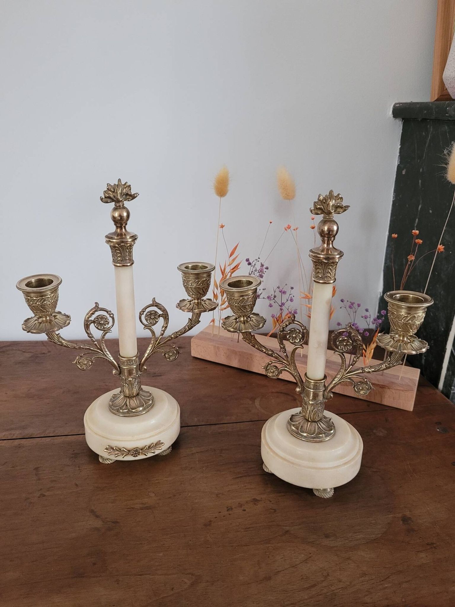 Paire de candélabres / chandeliers Louis XVI