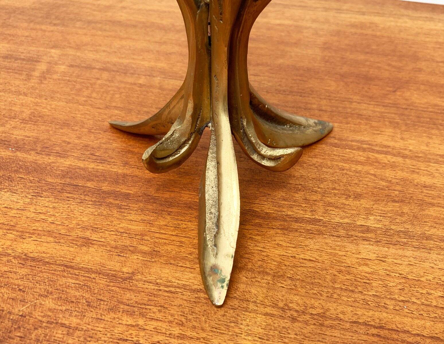 Vintage brutalist floral metal candlestick