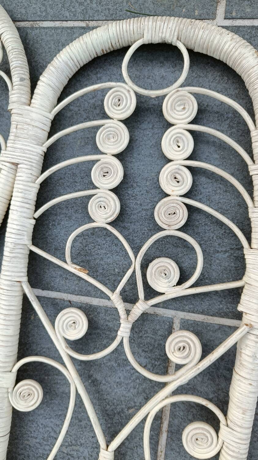 Peacock rattan headboard, 1970