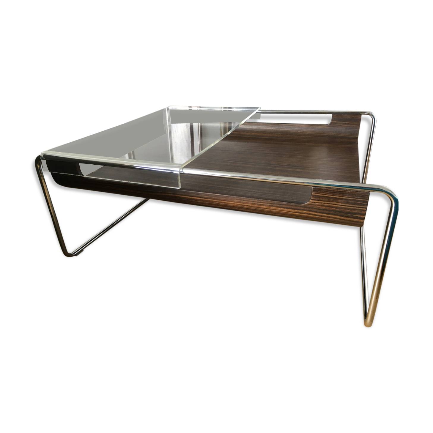 Walnut-effect coffee table Roche-Bobois