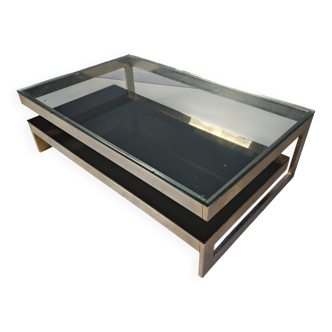 Table basse vintage en or 23 carats par Belgochrom, années 1970