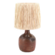 Lampe en grès avec cuisson bois, abat jour en raphia, années 60