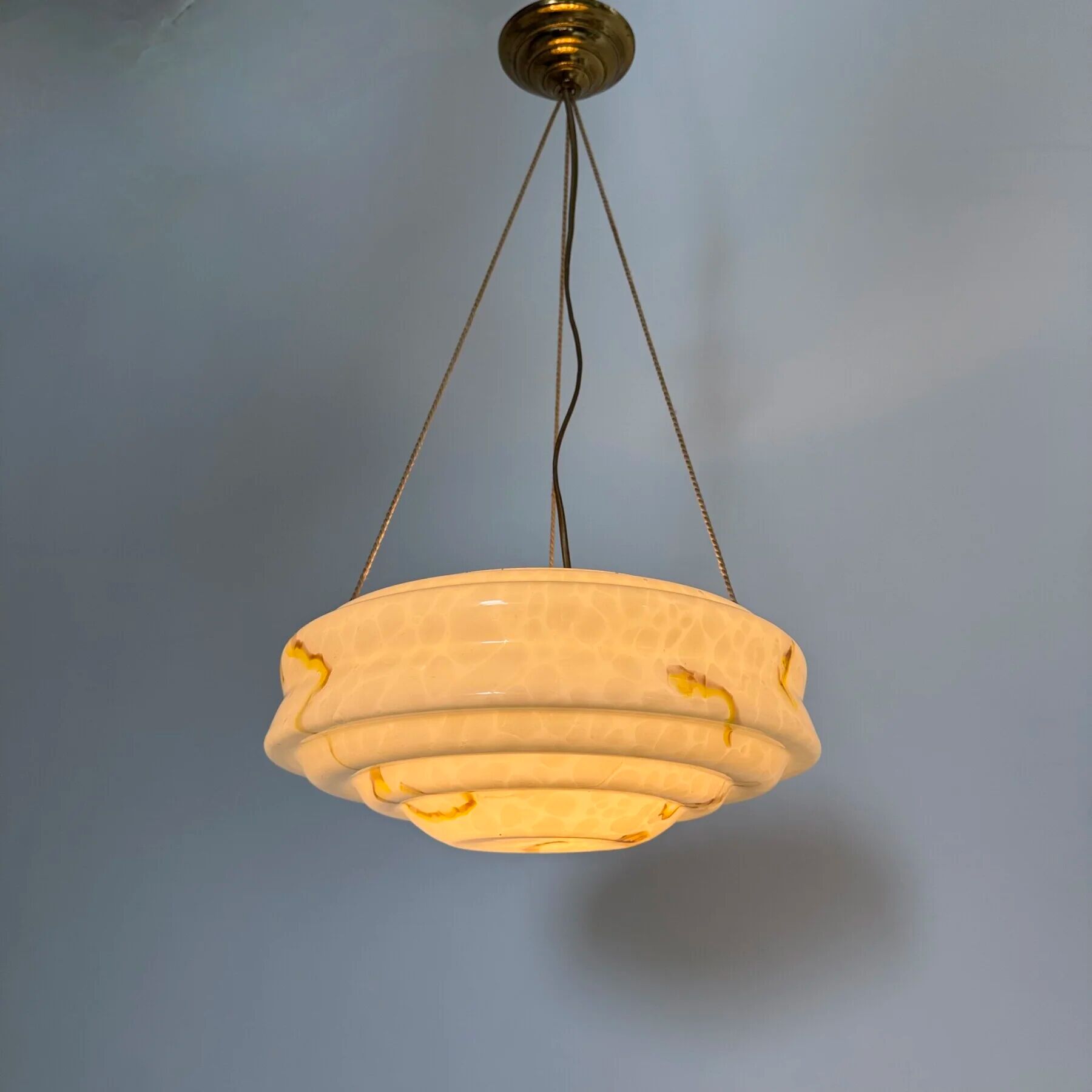 Art deco glass hanging lamp, 1950s