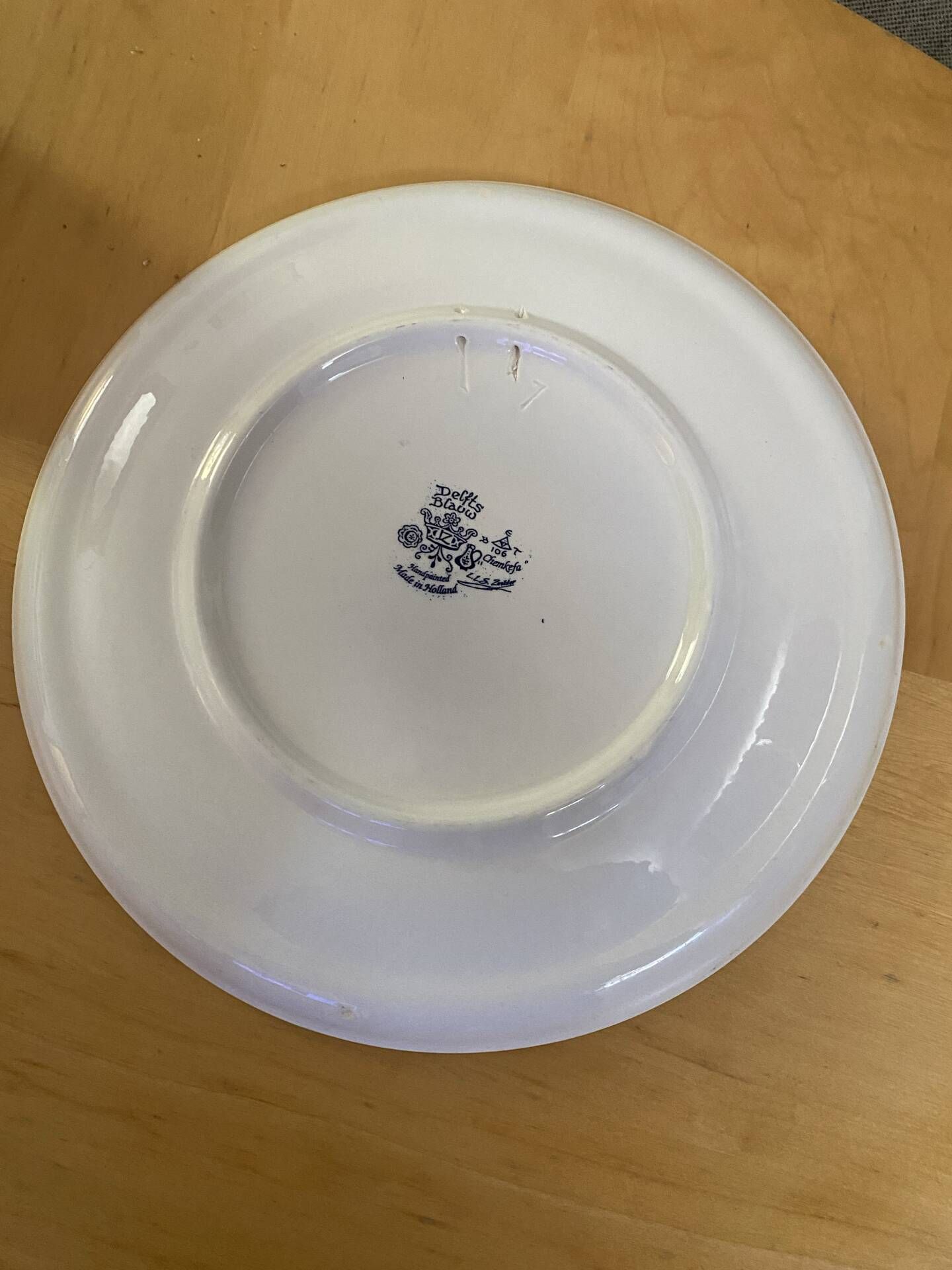Large vintage wall plate in Delft pottery "L'Angélus" by Chemkefa