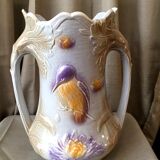 Slurry vase of salins les bains modele 7510 with a decor of kingfisher