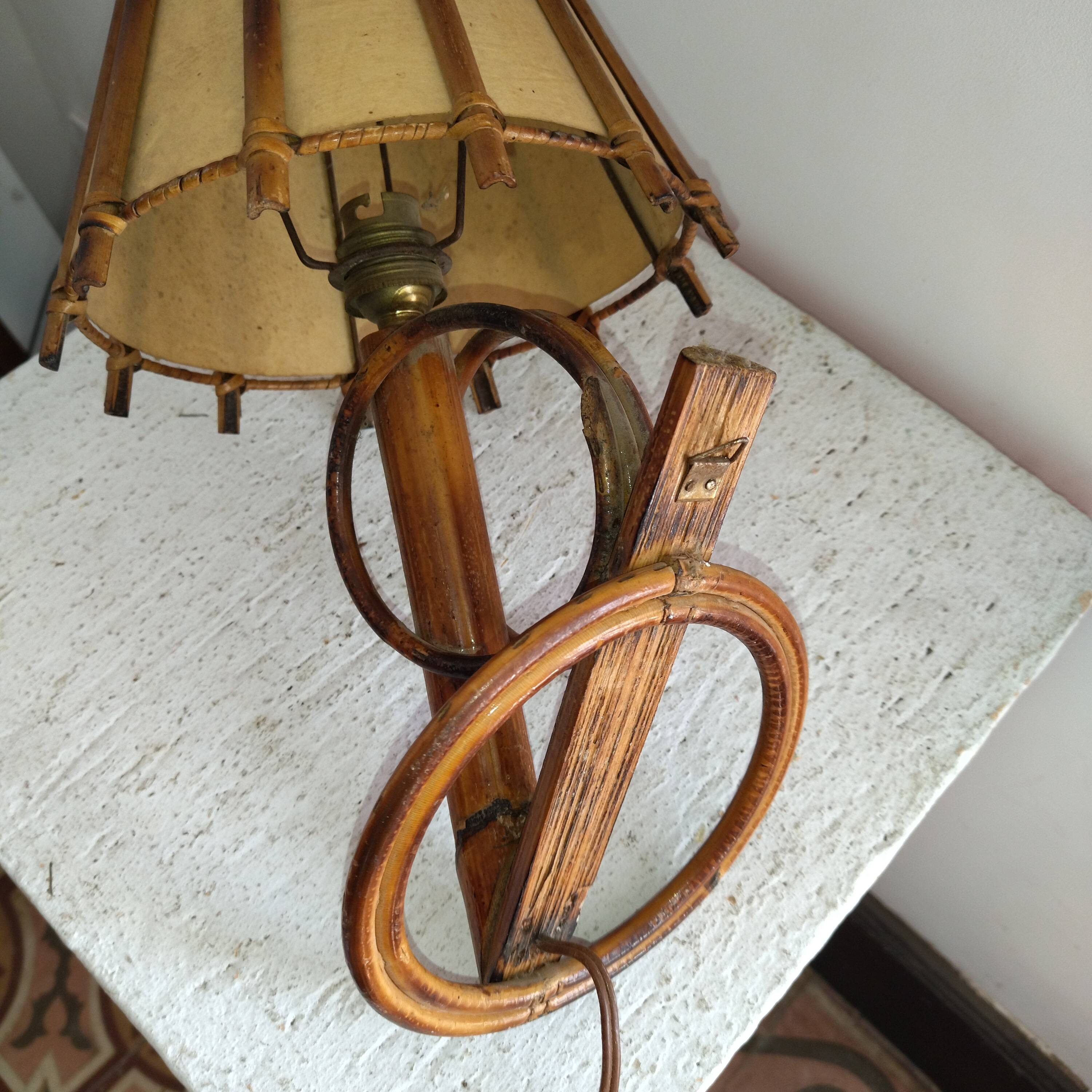 Rattan wall lamp 50s sognot 50's rattan wall light