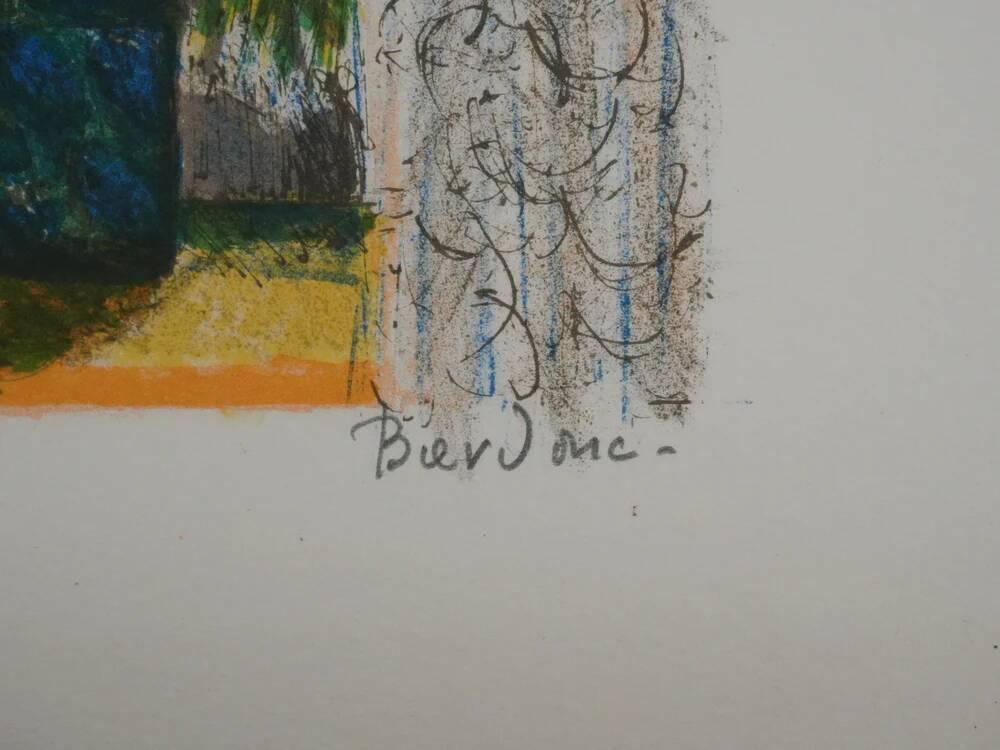 Guy Bardone: Window with Fruits, signed original lithograph.