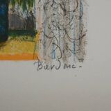 Guy Bardone: Window with Fruits, signed original lithograph.