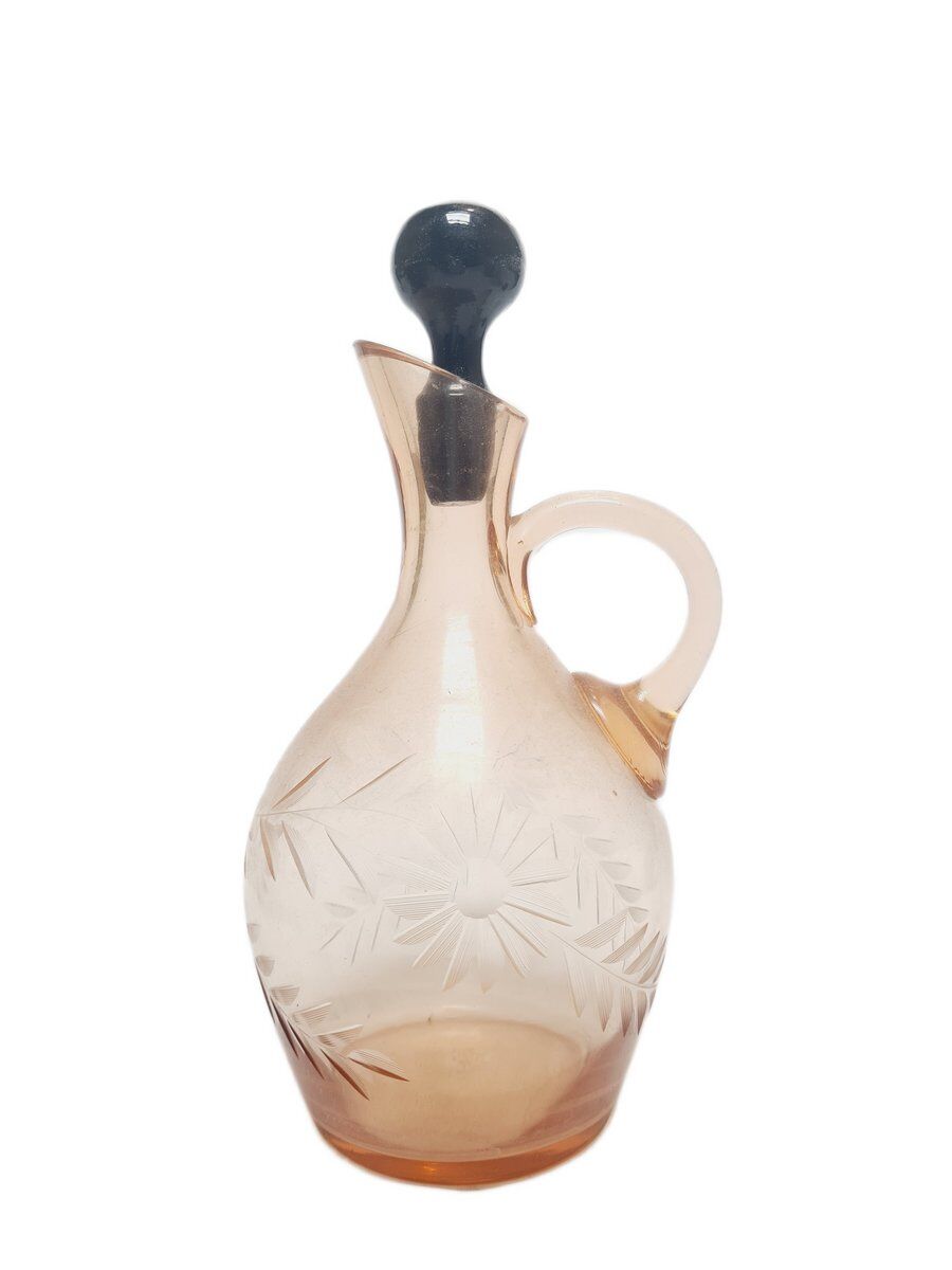Art Deco carafe from Hortensja Glassworks, Poland, 1930s