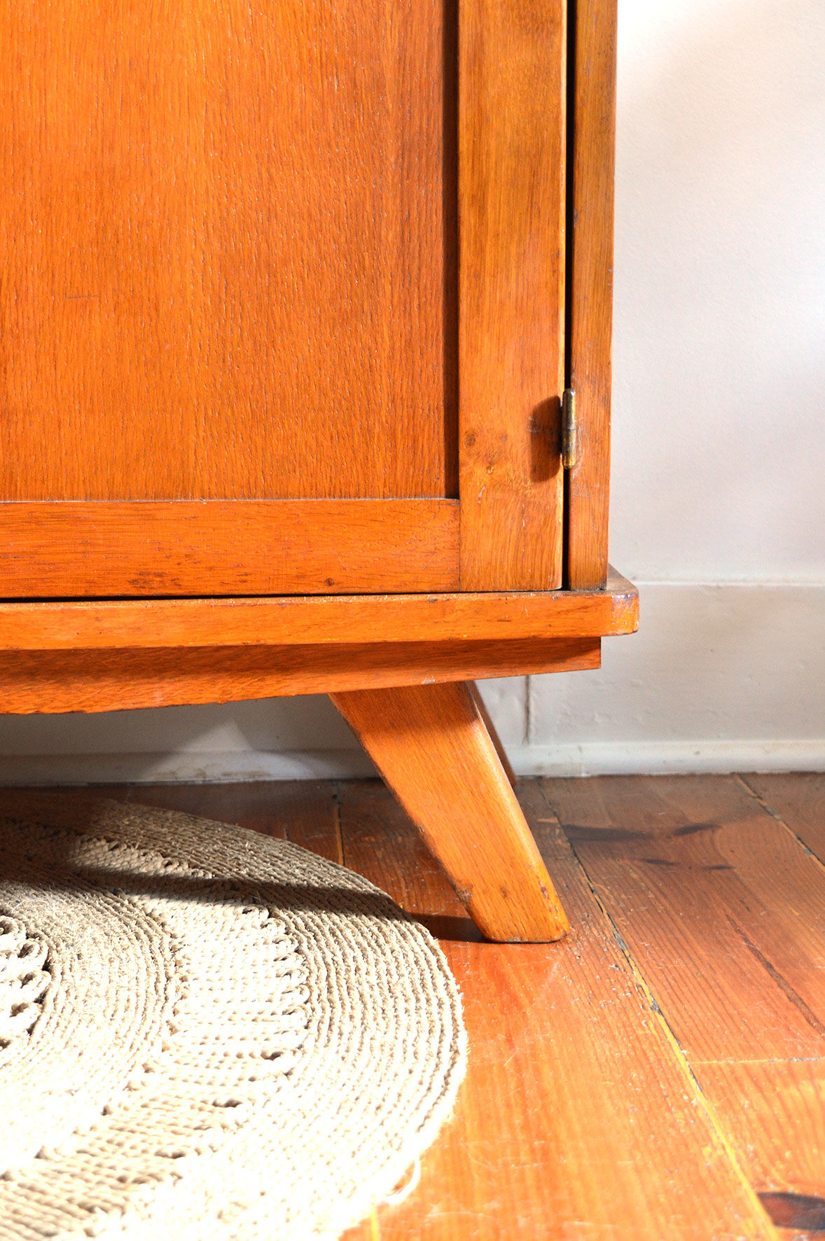 Wood and rattan wardrobe