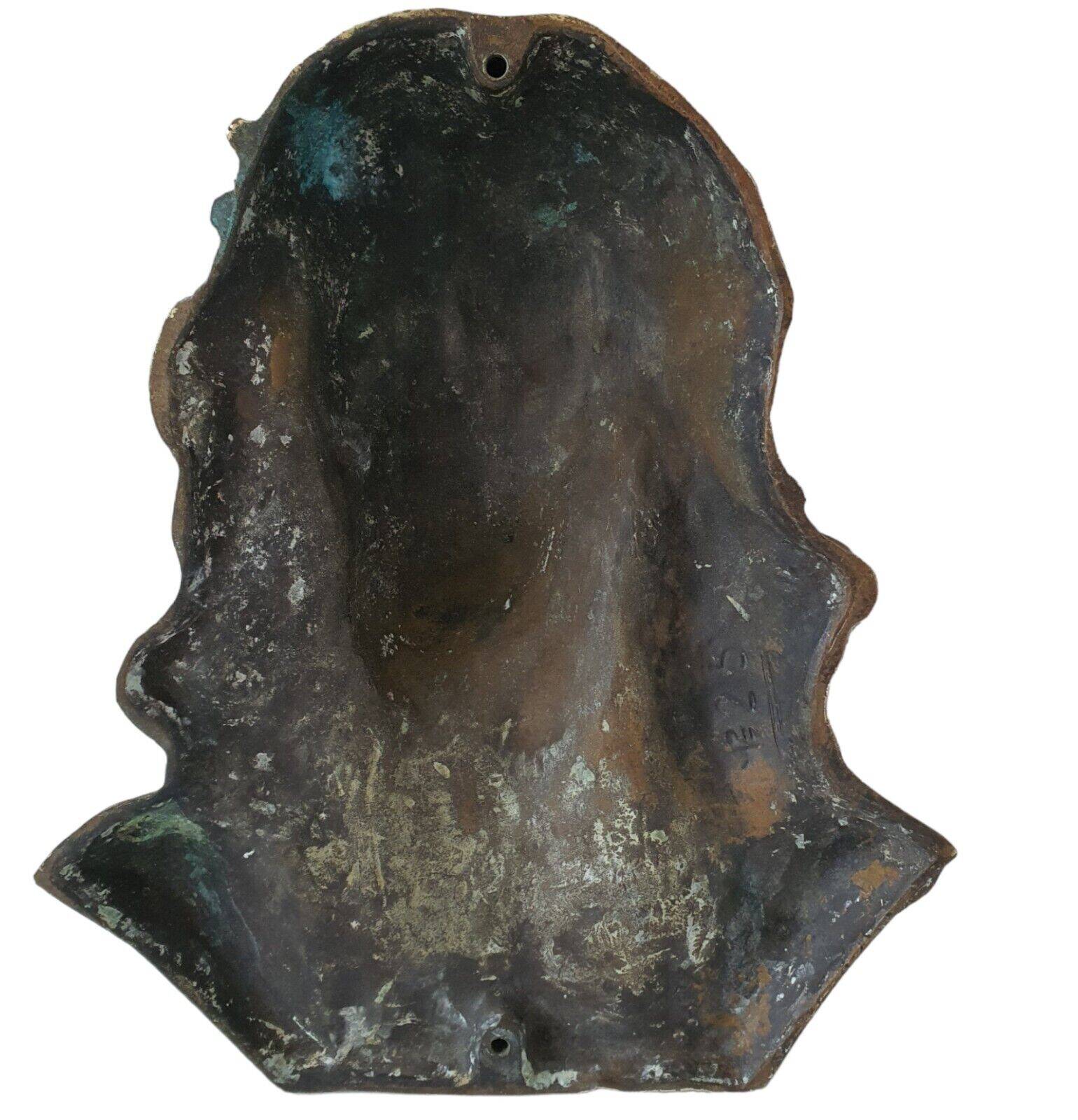 Christ solid bronze plaque with bas relief for tombstone or other signed