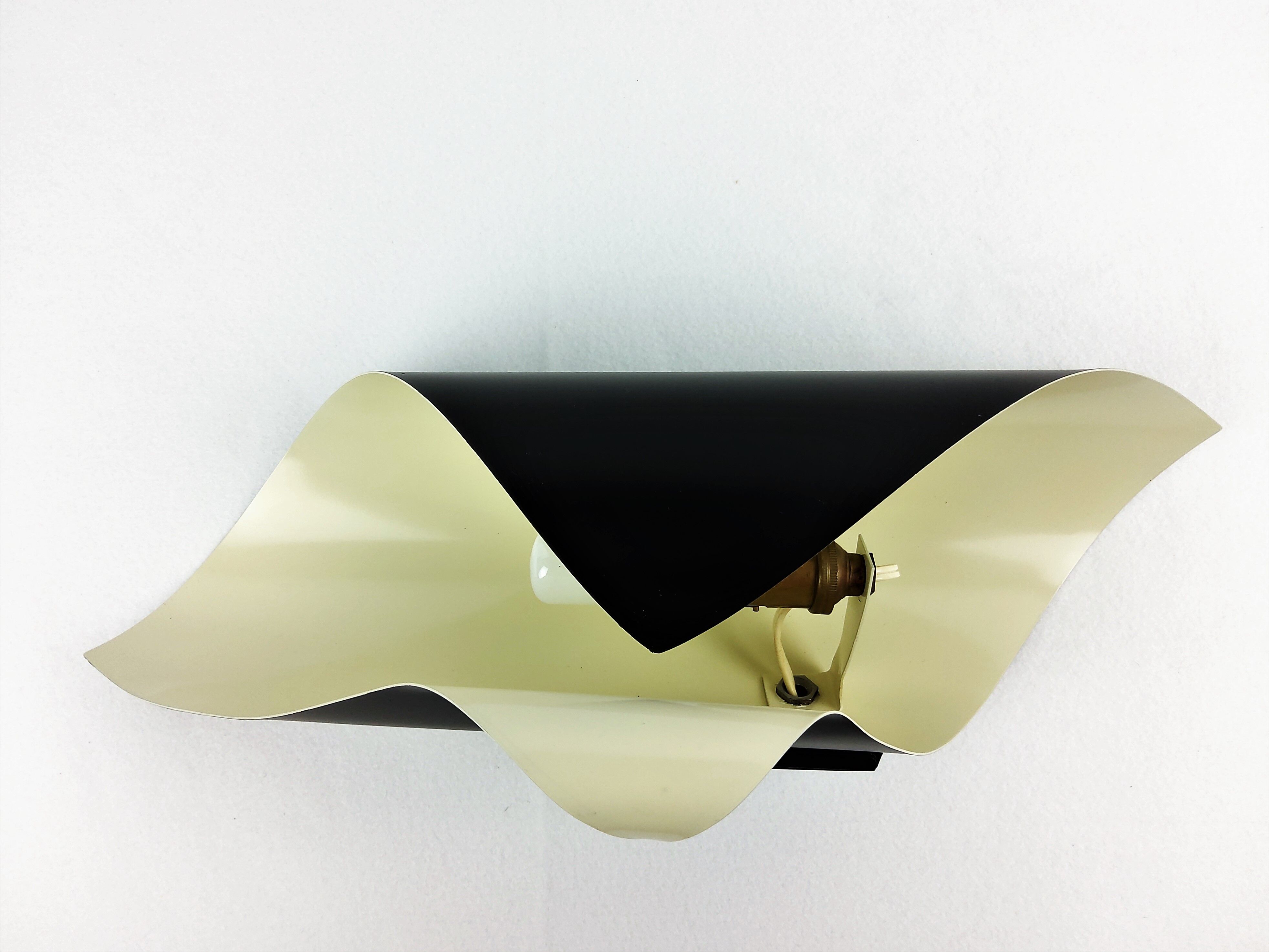 Black coiled metal spiral sconce 1960