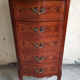 Chiffonnier Louis XV marqueterie et marbre