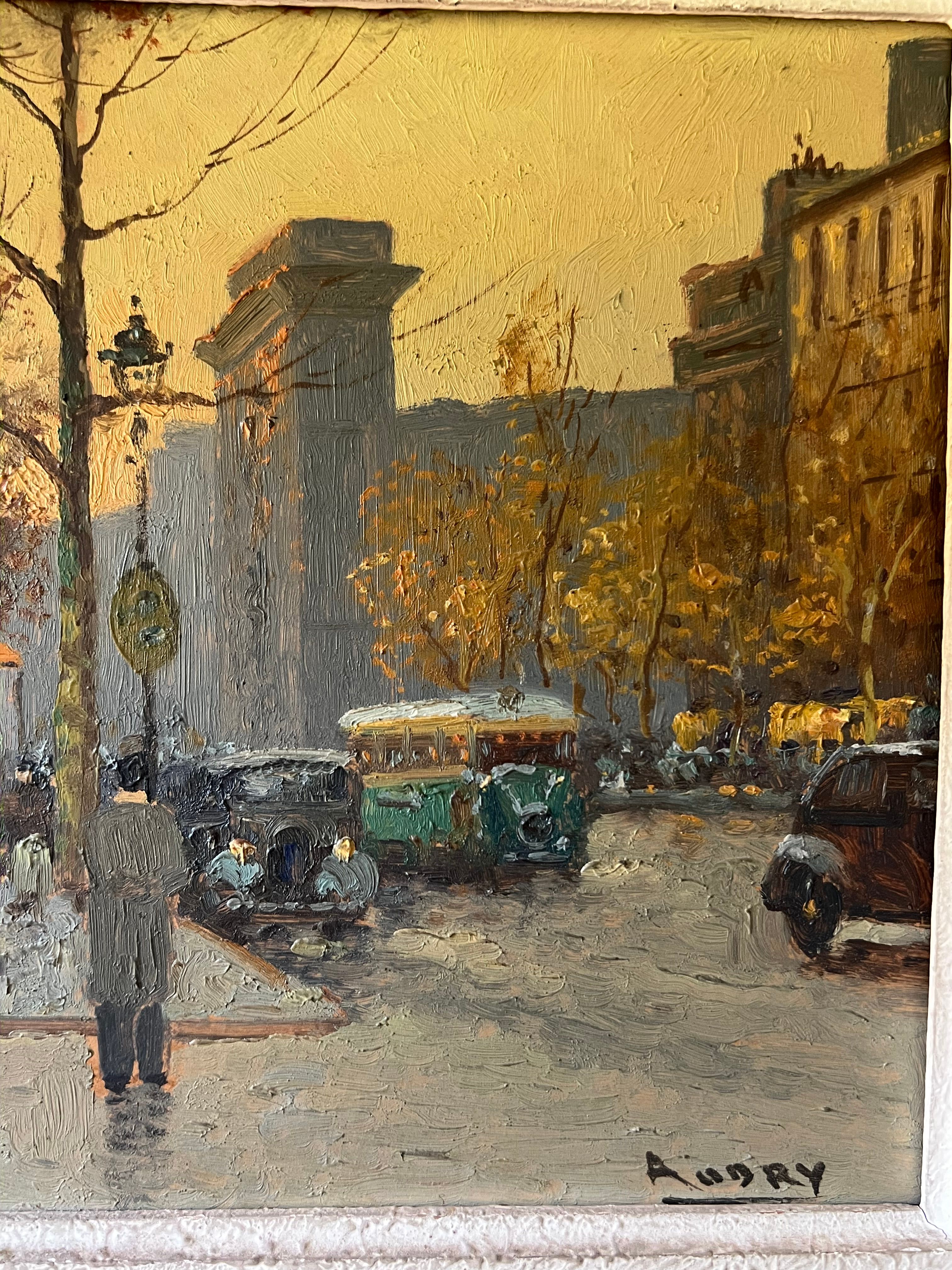 Oil painting depicting a view of Paris in a Montparnasse frame. French work signed Audry. Circa 1930.