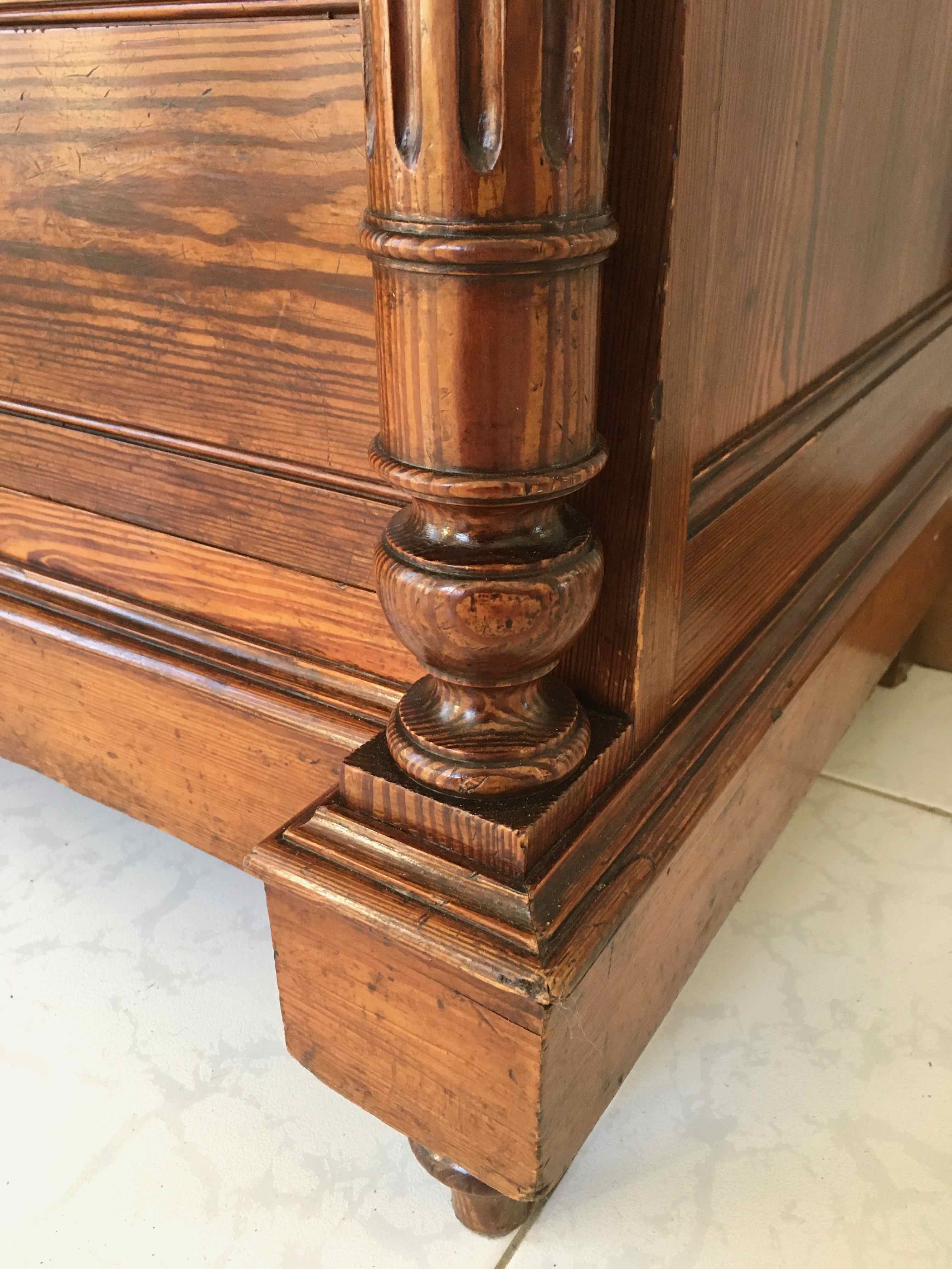 Marble and pitchpin chest of drawers