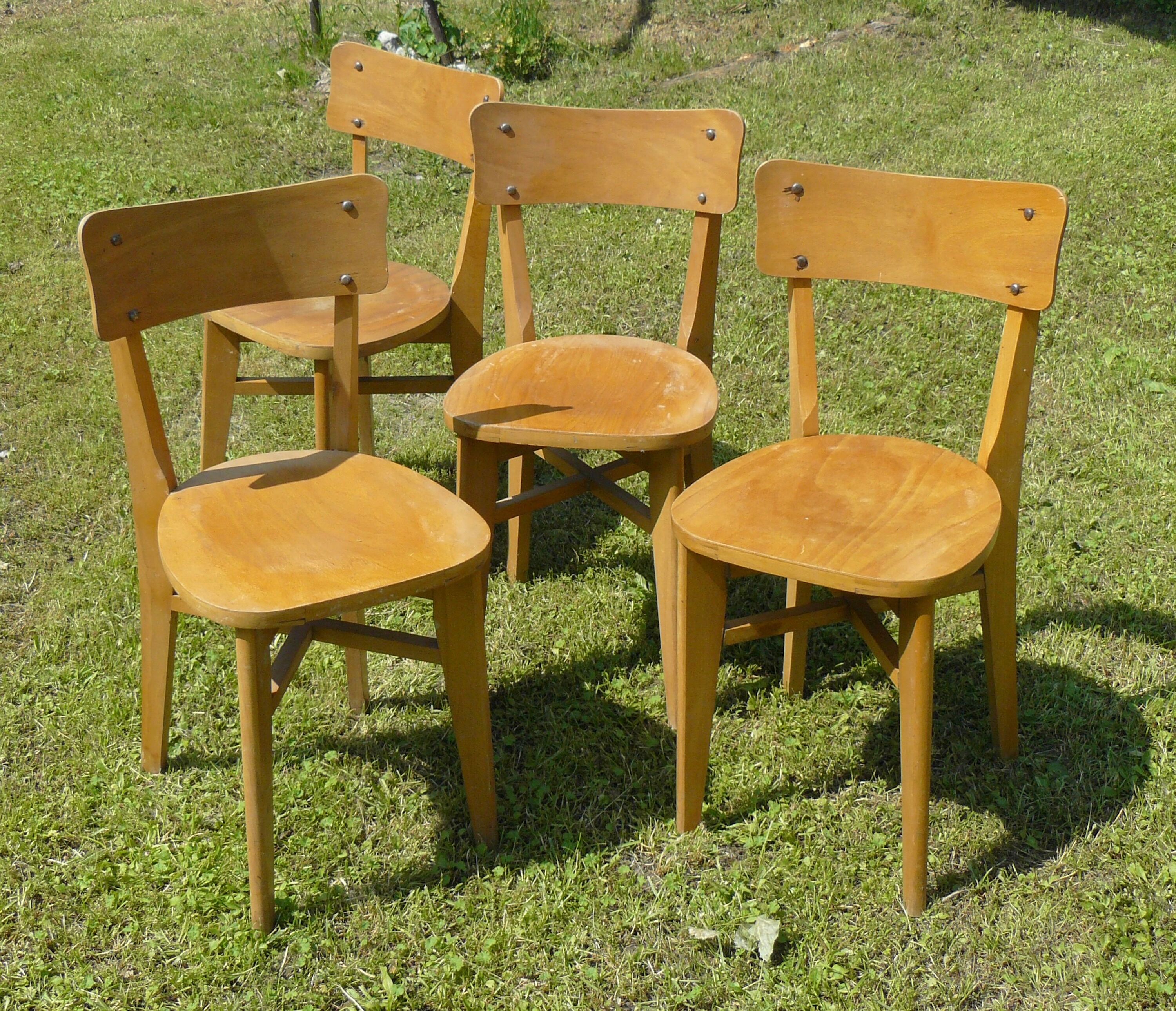 Série de 4 chaises bistrot vintage 1940