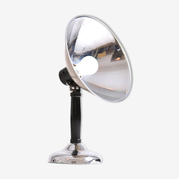 Lampe de table vintage avec bouclier de chrome, Tchécoslovaquie Circa années 1920