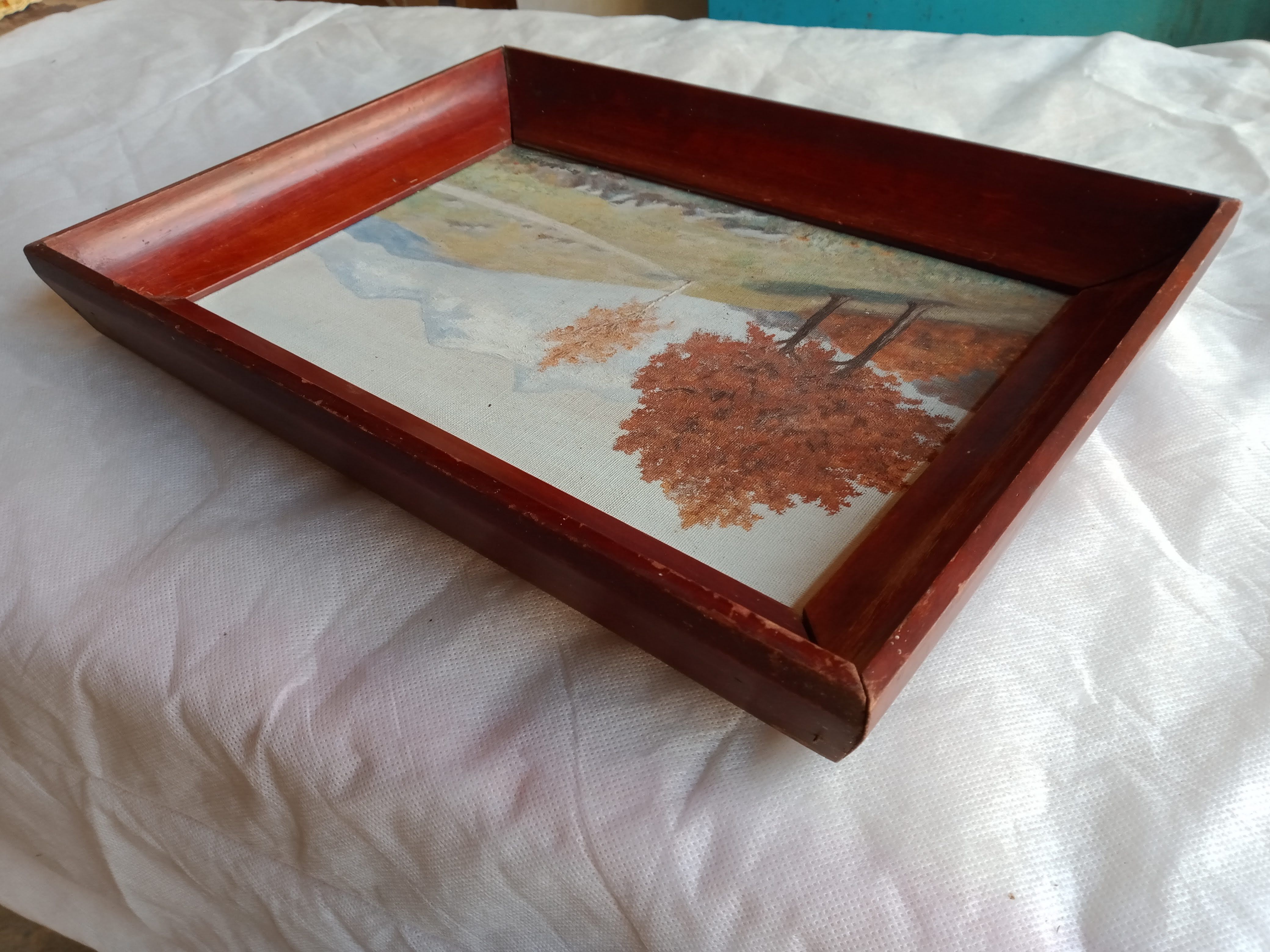 oil on canvas painting dated mountain landscape signed