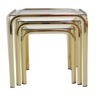 Retro Brass Nesting Tables,circa 1990's.