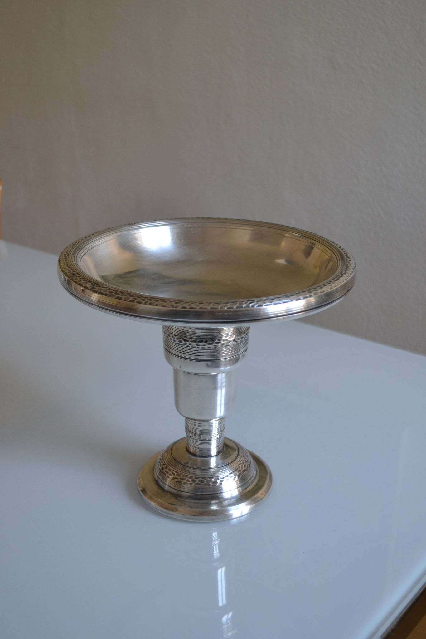 coupe centre de table art déco métal argenté 1930